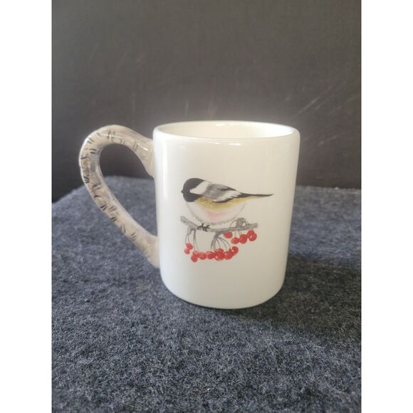 Rare Global Design Connections Winter Chickadee Mug 9429254, set of two - Picture 2 of 5